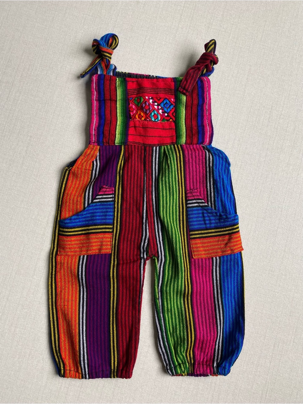 Mexican Striped Baby Girl Embroidered Overall Size 0-3 Months